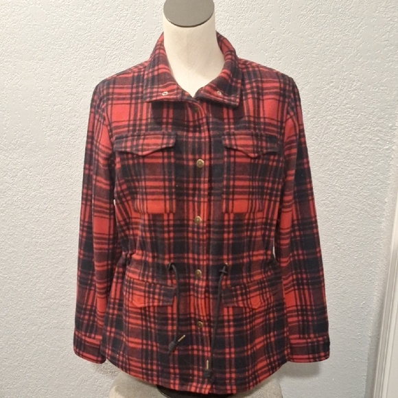 Levi's Women's Red and Black Plaid Utility Jacket - Picture 2 of 8